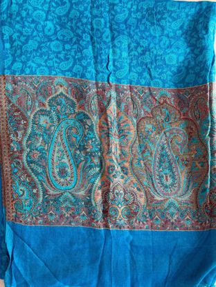 Imagem de PASHMINA TURQUESA COM BARRADO
